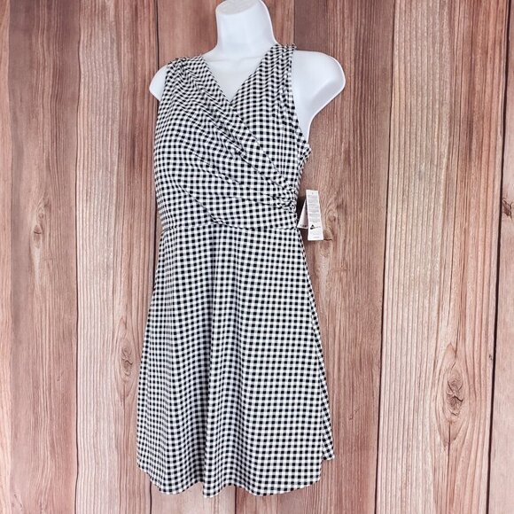 NWT Lands End Womens Size 12 Black White Gingham Swim Dress Bathing Suit - Picture 2 of 16